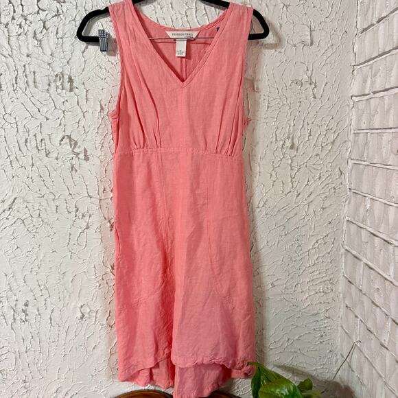 Freedom Trail Tops - Linen Blend Pink Mini Dress Freedom Trail Women’s Sleeveless V Neck Summer Dress